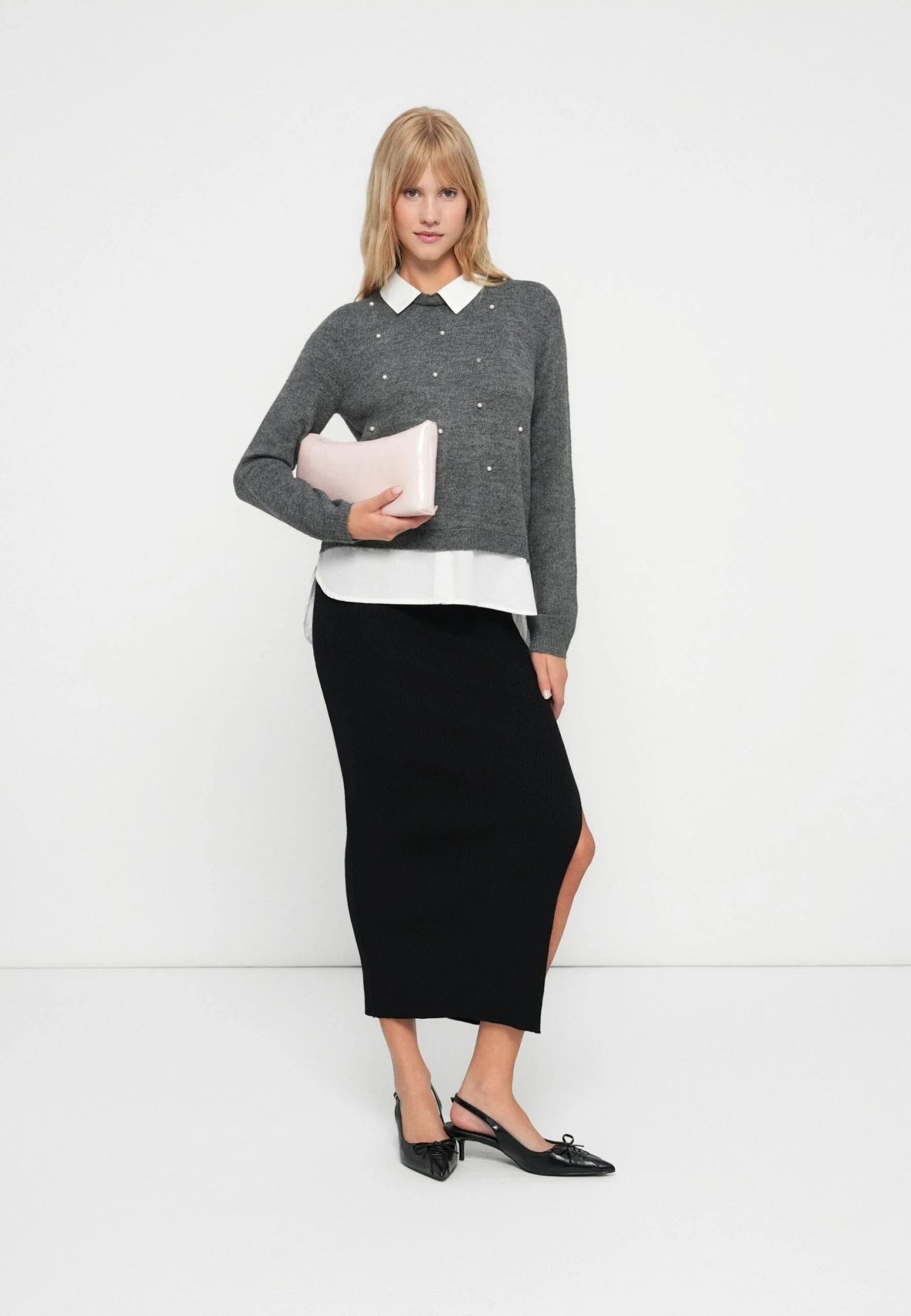 ONLY ONLDOLLY - Jumper - Medium Grey Melange/cloud Dancer 2 ONLY ONLDOLLY - Jumper - Medium Grey Melange/cloud Dancer - Image 2