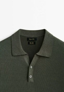 Massimo Dutti With V-Neck And Buttons - Polo Shirt - Khaki -Zalando UK-Outlet 03806bc996524111ac9afc9dbc203760