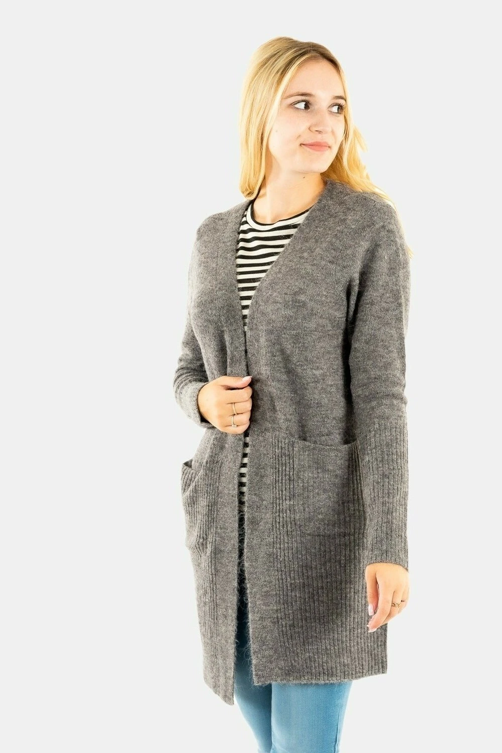ICHI Kamara - Cardigan - Grey 1 ICHI Kamara - Cardigan - Grey
