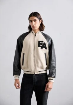 Emporio Armani BLOUSON JACKET - Bomber Jacket - Black/beige