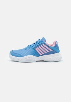 K-Swiss Court Express Carpet Unisex - Carpet Court Tennis Shoes - Silver Lake Blue/White/Orchid Pink