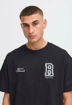 Solid SDROWDY - Print T-shirt - True Black -Zalando UK-Outlet 14457d5eb027400eb401c29cc8c99217