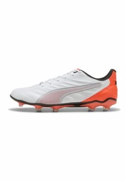Puma KING PRO - Firm-ground Football Boots - White- Silver-glowing Red