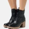Marco Tozzi Lace-Up Ankle Boots - Black/Nature