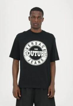 Versace Jeans Couture LOGO ROUND - Print T-shirt - Black