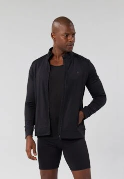 LONG SLEEVE ZIP UP TRAINING JACKET WITH POCKETS - Training Jacket - Black