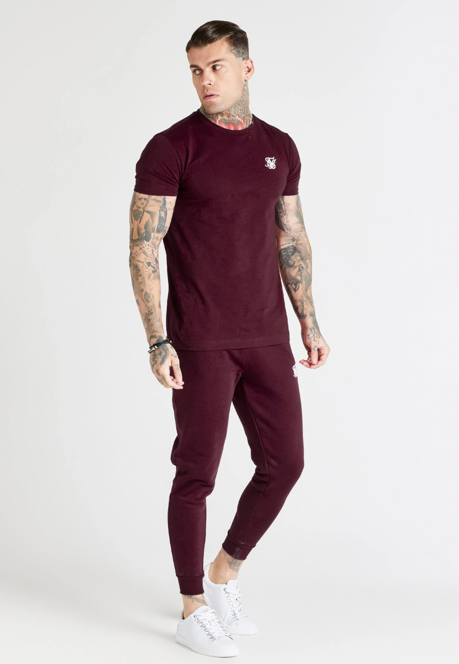 SikSilk Core Cuffed Jogger - Tracksuit Bottoms - Burgundy 2 SikSilk Core Cuffed Jogger - Tracksuit Bottoms - Burgundy - Image 2