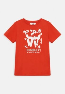 Wood Wood Ola Puzzle Unisex - Print T-Shirt - Chili Red