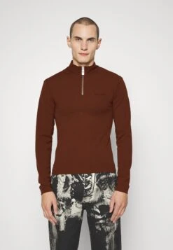 Han Kjøbenhavn Logo Half Zip Sharp Long Sleeve - Long Sleeved Top - Brown
