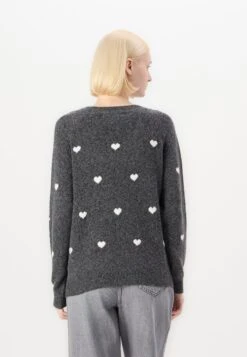 Vero Moda VMDOFFY INTARSIA - Jumper - Dark Grey Melange/white -Zalando UK-Outlet 5a793ced9efe48f68a5614f703babe9a
