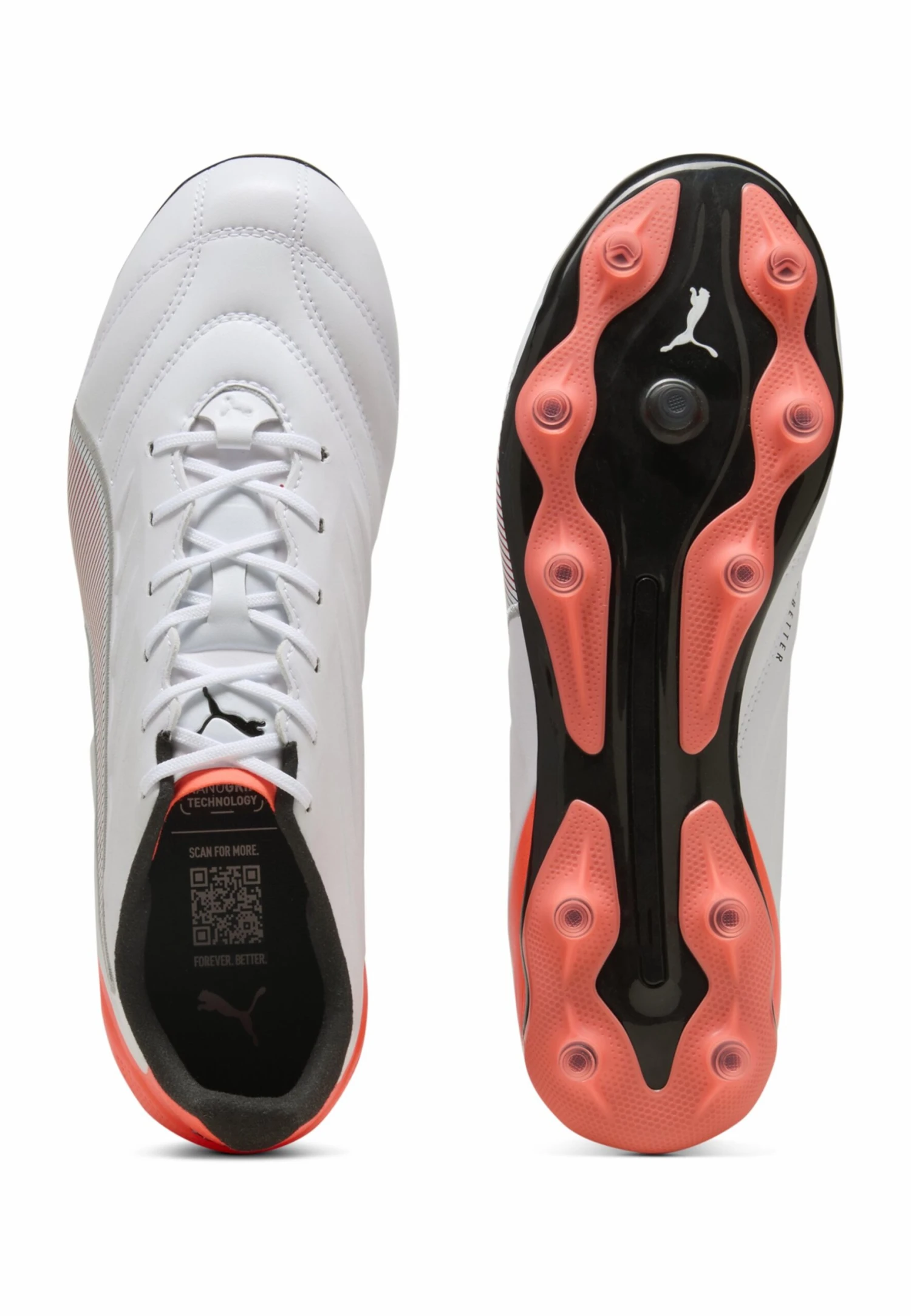 Puma KING PRO - Firm-ground Football Boots - White- Silver-glowing Red 3 Puma KING PRO - Firm-ground Football Boots - White- Silver-glowing Red - Image 3