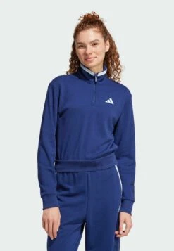 Adidas Sportswear ESSENTIALS COLOR POP CROP QUARTER-ZIP TRACK - Sweatshirt - Dark Blue