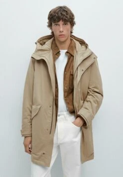 Massimo Dutti WATER-REPELLENT PEACH-EFFECT FABRIC - Parka - Beige