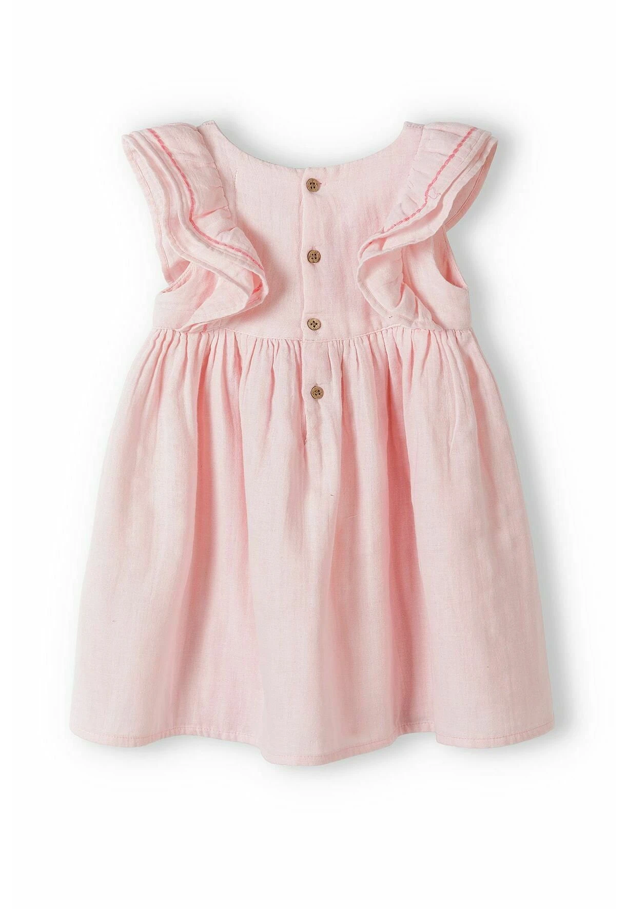 Minoti Frilled Sleeve- Day Dress - Light Pink 2 Minoti Frilled Sleeve- Day Dress - Light Pink - Image 2