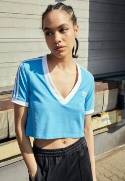 Adidas Originals Cropped Tee - Print T-Shirt - App Sky Rush