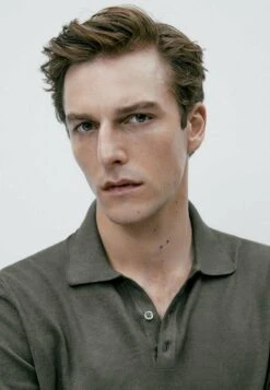 Massimo Dutti With V-Neck And Buttons - Polo Shirt - Khaki -Zalando UK-Outlet 811dee651c524896bca2d8e4b0c70455