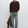 Massimo Dutti CREW NECK LONG SLEEVE - Jumper - Bordeaux