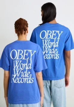 Obey Clothing WORLDWIDE RECORDS UNISEX - Print T-shirt - Electric Indigo