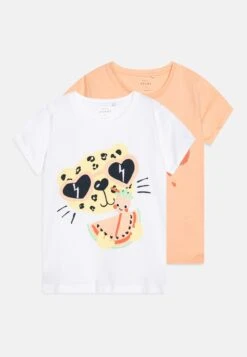 NAME IT Nmfvix 2 Pack - Print T-Shirt - Bright White/Peach Nectar