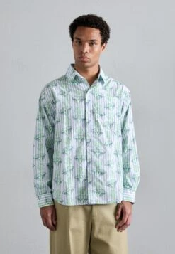 Billionaire Boys Club GLOW IN THE DARK DIAMONDS & DOLLARS STRIPED - Shirt - White/blue