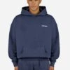 Pegador LOGO HOODIE - Sweatshirt - Washed Indigo Navy/white