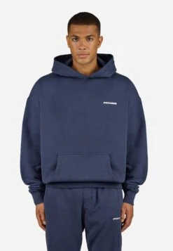 Pegador LOGO HOODIE - Sweatshirt - Washed Indigo Navy/white