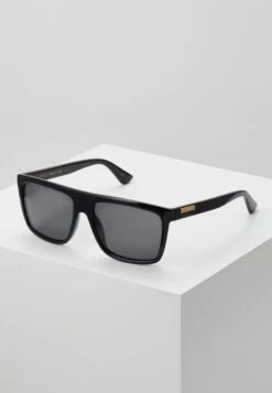 Gucci Web Gg Rectangular Flat-Top Acetate Sunglasses - Sunglasses - Black/Grey