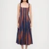 Staud WELLS DRESS - Day Dress - Red/dark Blue