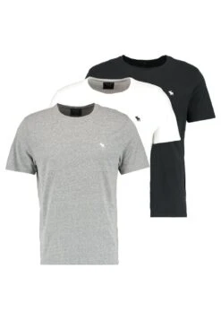 Abercrombie & Fitch 3 Pack - Basic T-Shirt - White/Grey/Black -Zalando UK-Outlet 9ba33ce502e34a959fab36bec3697e7c