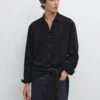 Massimo Dutti REGULAR FIT NEEDLECORD - Shirt - Dark Blue