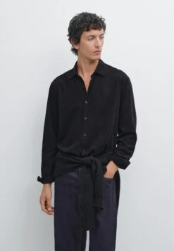 Massimo Dutti REGULAR FIT NEEDLECORD - Shirt - Dark Blue