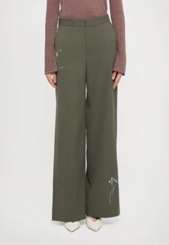 RODEBJER NORA EMBROIDERY - Trousers - Dark Moss