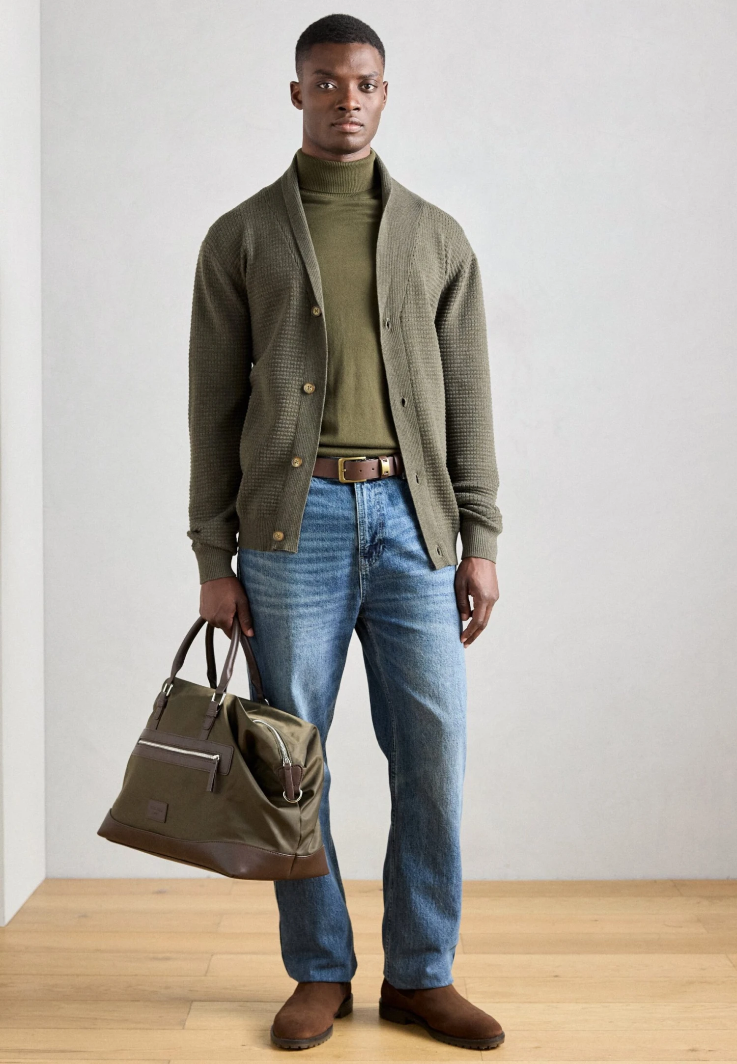 Lindbergh PURL CARDIGAN - Cardigan - Dark Army Melange 2 Lindbergh PURL CARDIGAN - Cardigan - Dark Army Melange - Image 2