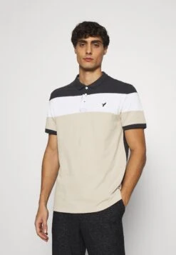 Pier One SLIM - Polo Shirt - Black/sand