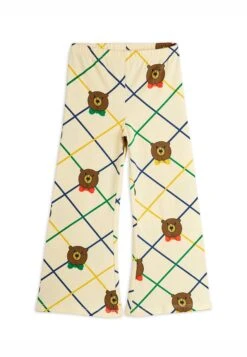 Mini Rodini BEAR CHECK FLARED TROUSERS UNISEX - Tracksuit Bottoms - Off-white