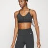 Nike Performance Indy V Neck Bra - Light Support Sports Bra - Smoke Grey/Black