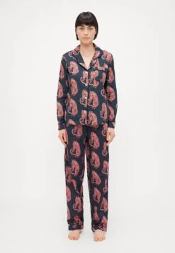 WOMENS LONG - Pyjama Set - Navy/pink
