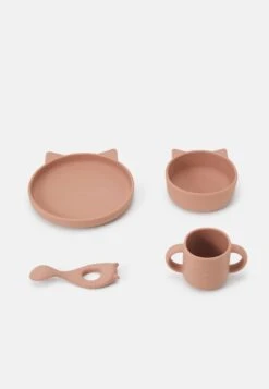 Liewood Vivi Unisex Set - Kids' Tableware Set - Cat Dark Rose