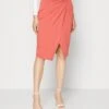 Anna Field Front Knot Midi Skirt - Pencil Skirt - Red