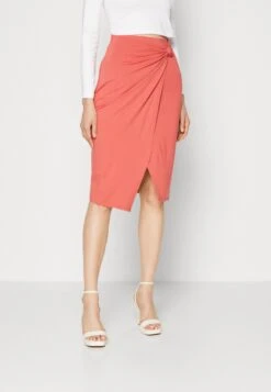 Anna Field Front Knot Midi Skirt - Pencil Skirt - Red