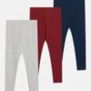 Friboo 3 PACK UNISEX - Leggings - Blue Grey/dark Blue/bordeaux
