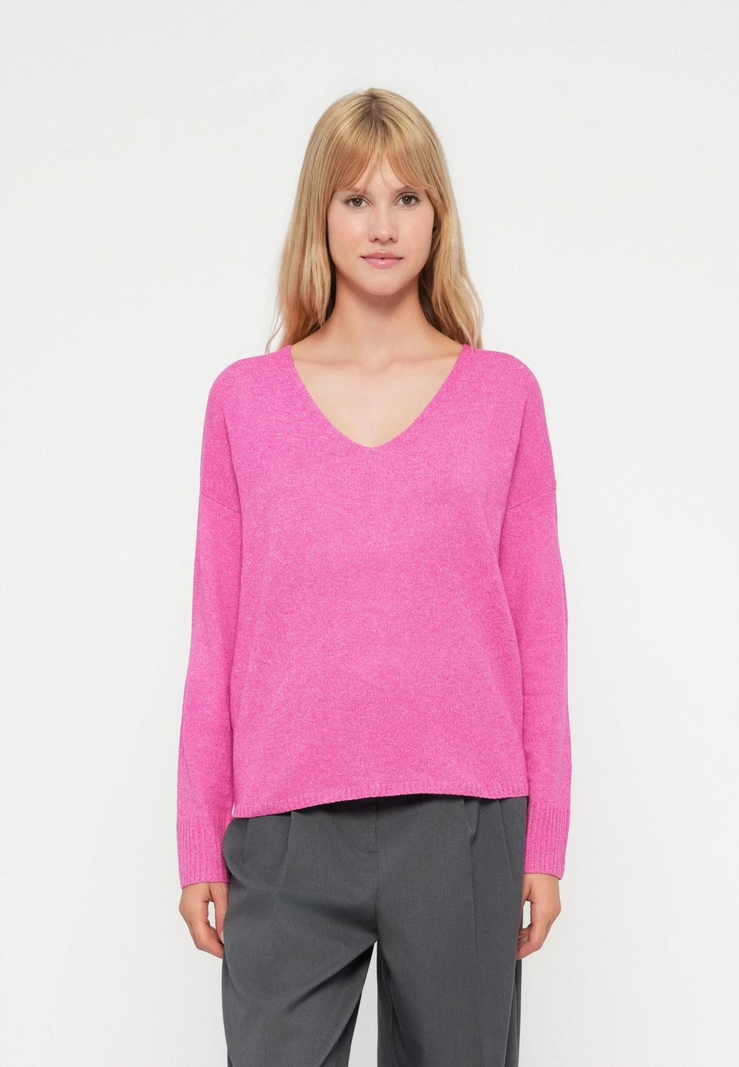 ONLY ONLRICA LIFE L/S V-NECK NOOS - Jumper - Raspberry Rose 1 ONLY ONLRICA LIFE L/S V-NECK NOOS - Jumper - Raspberry Rose