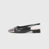 Slingback Ballet Pumps - Black Gunmetal