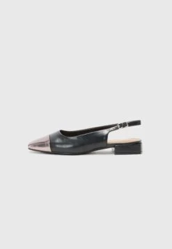 Slingback Ballet Pumps - Black Gunmetal