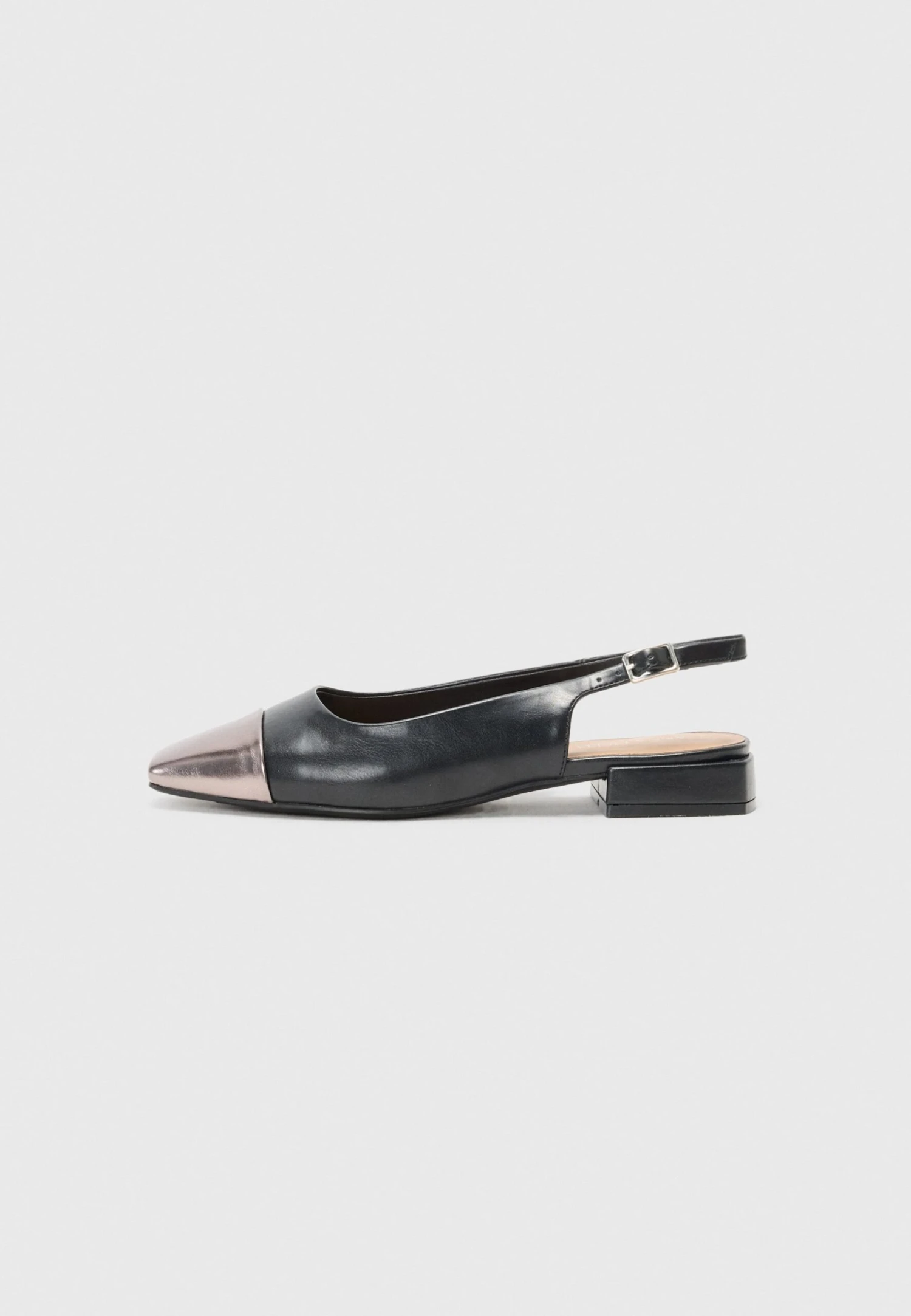Slingback Ballet Pumps - Black Gunmetal 1 Slingback Ballet Pumps - Black Gunmetal