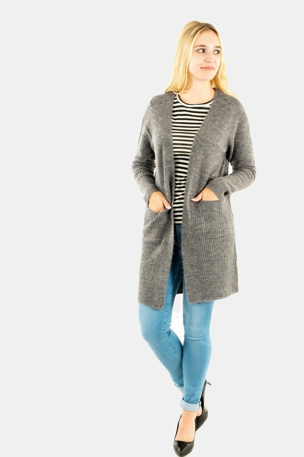 ICHI Kamara - Cardigan - Grey 2 ICHI Kamara - Cardigan - Grey - Image 2