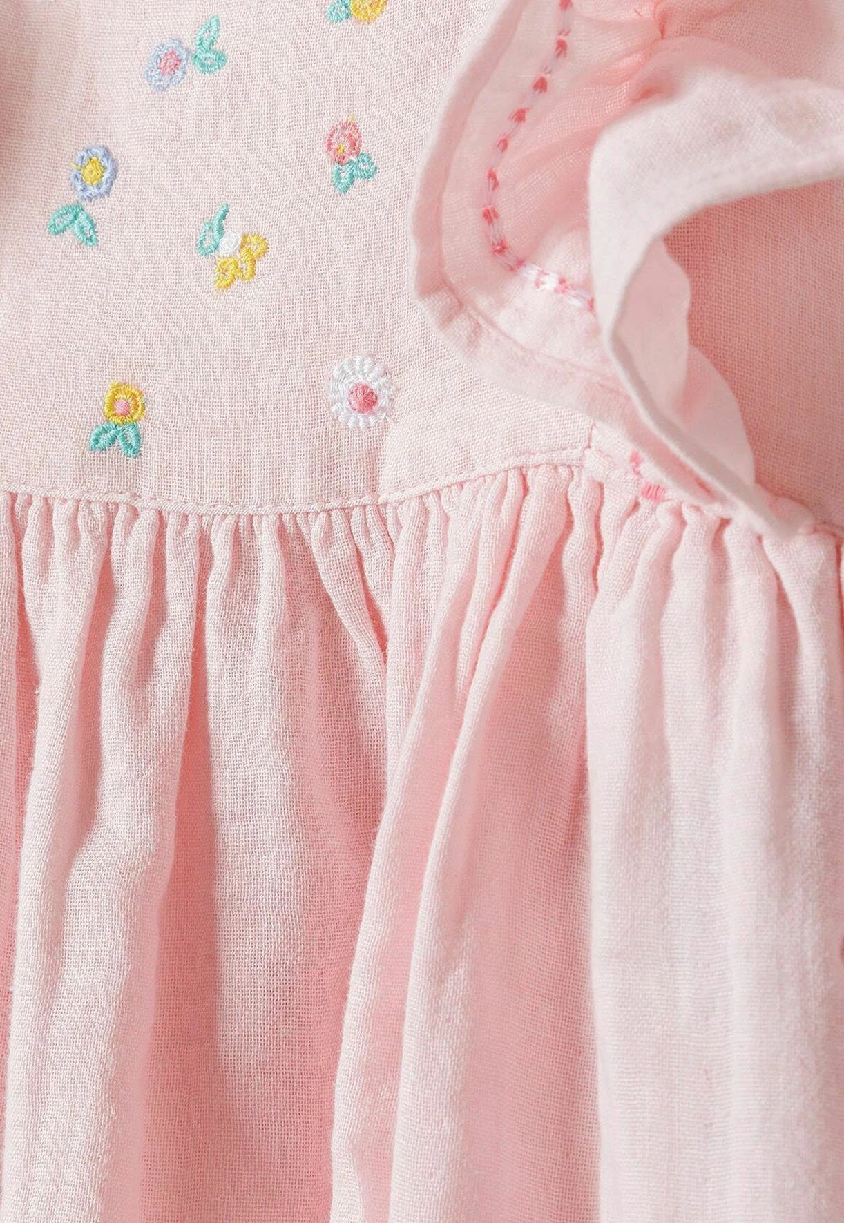 Minoti Frilled Sleeve- Day Dress - Light Pink 3 Minoti Frilled Sleeve- Day Dress - Light Pink - Image 3