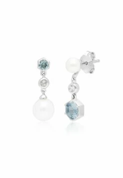 Gemondo Pearl & Topaz Drop - Earrings - Blue