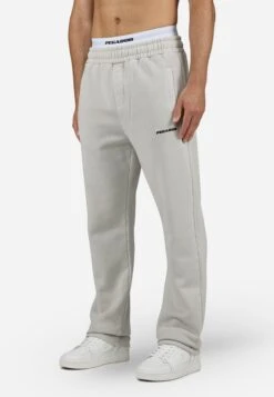 Pegador LOGO WIDE PANTS - Tracksuit Bottoms - Vintage Light Grey/black Gum