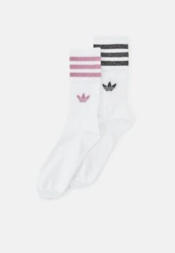 Adidas Originals MID CUT UNISEX 2 PACK - Socks - White/bliss Pink/black